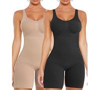 VVX Shorts Bodysuit for Women Tummy Control Shapewear Seamless Sexy Butt Lifting Workout Bodycon One Piece Short Jumpsuit, A-2 Pack-black+nude, M/L (firm control or one size up)