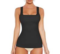VVX Womens Shapewear Square Neck Tank Tops - Body Shaper for Women Tummy Control Seamless Compression Tank Tops, 1pk Black, Large（firm control or one size up