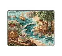 VVXBHGR Anti-slip floor mat carpet 63x48in Coffee on the coast Prints good water absorption suitable for kitchen, bathroom and living room