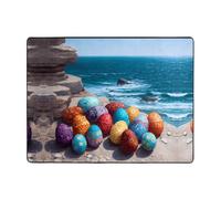 VVXBHGR Anti-slip floor mat carpet 63x48in Easter Eggs on the Coast Prints good water absorption suitable for kitchen, bathroom and living room