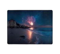 VVXBHGR Anti-slip floor mat carpet 63x48in Fireworks on the coast Prints good water absorption suitable for kitchen, bathroom and living room