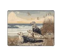 VVXBHGR Anti-slip floor mat carpet 63x48in Seals along the coast Prints good water absorption suitable for kitchen, bathroom and living room