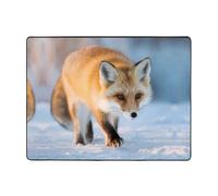 VVXBHGR Anti-slip floor mat carpet 63x48in The Fox Who Stepped on Snow Prints good water absorption suitable for kitchen, bathroom and living room