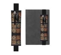 VVXBHGR Black Ancient Tiles Prints PVC Leather Pencil case Bookmark 2-in-1 Anti Slip Storage Essential for Travel Accounts