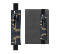 VVXBHGR Black Artistic Whale Prints PVC Leather Pencil case Bookmark 2-in-1 Anti Slip Storage Essential for Travel Accounts