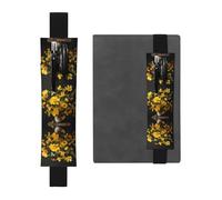 VVXBHGR Black Bright Yellow Bouquet Prints PVC Leather Pencil case Bookmark 2-in-1 Anti Slip Storage Essential for Travel Accounts