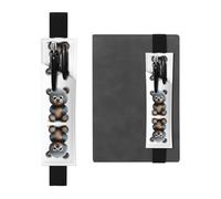 VVXBHGR Black Cute Little Grizzly Bear Prints PVC Leather Pencil case Bookmark 2-in-1 Anti Slip Storage Essential for Travel Accounts