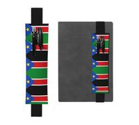 VVXBHGR Black Flag of South Sudan Prints PVC Leather Pencil case Bookmark 2-in-1 Anti Slip Storage Essential for Travel Accounts