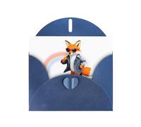 VVXBHGR Blue Holiday greeting check blank card and pearl beautiful blank note block A fox who loves sports prints