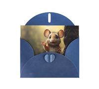 VVXBHGR Blue Holiday greeting check blank card and pearl beautiful blank note block A little mouse saying hello prints