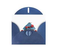 VVXBHGR Blue Holiday greeting check blank card and pearl beautiful blank note block A small house covered with roses prints