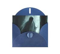 VVXBHGR Blue Holiday greeting check blank card and pearl beautiful blank note block A terrifying ghost prints
