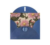 VVXBHGR Blue Holiday greeting check blank card and pearl beautiful blank note block Blooming chrysanthemums prints