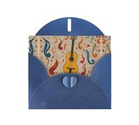 VVXBHGR Blue Holiday greeting check blank card and pearl beautiful blank note block Cartoon Music Symbols prints