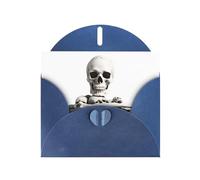 VVXBHGR Blue Holiday greeting check blank card and pearl beautiful blank note block Corpse remains prints