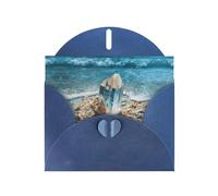 VVXBHGR Blue Holiday greeting check blank card and pearl beautiful blank note block Crystals by the Sea prints
