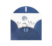 VVXBHGR Blue Holiday greeting check blank card and pearl beautiful blank note block Dancing ghost prints