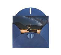 VVXBHGR Blue Holiday greeting check blank card and pearl beautiful blank note block Elk in the meadow prints