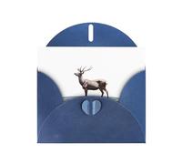 VVXBHGR Blue Holiday greeting check blank card and pearl beautiful blank note block Elk stepping on the water prints