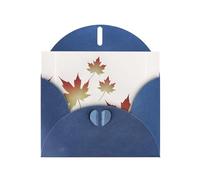 VVXBHGR Blue Holiday greeting check blank card and pearl beautiful blank note block Falling maple leaves prints