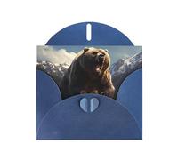 VVXBHGR Blue Holiday greeting check blank card and pearl beautiful blank note block Fierce Grizzly Bears prints
