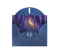 VVXBHGR Blue Holiday greeting check blank card and pearl beautiful blank note block Flowering vines under the moon prints