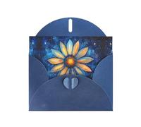 VVXBHGR Blue Holiday greeting check blank card and pearl beautiful blank note block Flowers among the stars prints