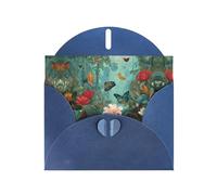 VVXBHGR Blue Holiday greeting check blank card and pearl beautiful blank note block Flowers in the rainforest prints