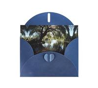 VVXBHGR Blue Holiday greeting check blank card and pearl beautiful blank note block Goldfish under the willow tree prints