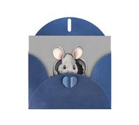 VVXBHGR Blue Holiday greeting check blank card and pearl beautiful blank note block Grey rat prints