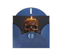 VVXBHGR Blue Holiday greeting check blank card and pearl beautiful blank note block Iron and copper skull candle prints
