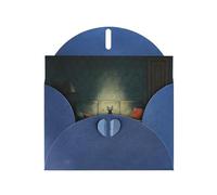 VVXBHGR Blue Holiday greeting check blank card and pearl beautiful blank note block Kitten on the sofa prints