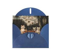 VVXBHGR Blue Holiday greeting check blank card and pearl beautiful blank note block Kittens going on a field trip prints