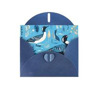 VVXBHGR Blue Holiday greeting check blank card and pearl beautiful blank note block loon birds prints