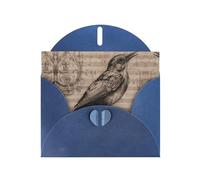 VVXBHGR Blue Holiday greeting check blank card and pearl beautiful blank note block Nightingale Notes prints