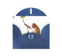 VVXBHGR Blue Holiday greeting check blank card and pearl beautiful blank note block Proboscis Monkey prints