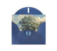 VVXBHGR Blue Holiday greeting check blank card and pearl beautiful blank note block Rainbow beside the tree prints