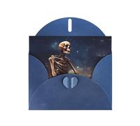 VVXBHGR Blue Holiday greeting check blank card and pearl beautiful blank note block Skull on the Galaxy prints