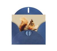 VVXBHGR Blue Holiday greeting check blank card and pearl beautiful blank note block Squirrel reading a book prints