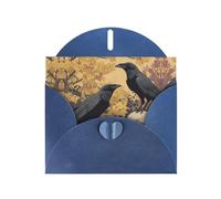 VVXBHGR Blue Holiday greeting check blank card and pearl beautiful blank note block The crow on the skull prints