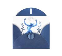 VVXBHGR Blue Holiday greeting check blank card and pearl beautiful blank note block The devil steals the moon prints