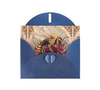 VVXBHGR Blue Holiday greeting check blank card and pearl beautiful blank note block The King of Bees prints