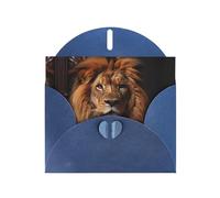 VVXBHGR Blue Holiday greeting check blank card and pearl beautiful blank note block The Lion's Gaze prints