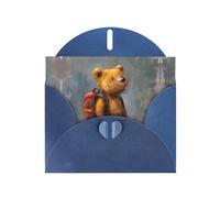 VVXBHGR Blue Holiday greeting check blank card and pearl beautiful blank note block The little bear traveling around the world prints