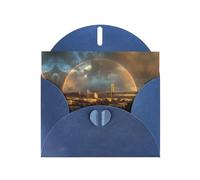 VVXBHGR Blue Holiday greeting check blank card and pearl beautiful blank note block The rainbow after the rain prints