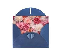 VVXBHGR Blue Holiday greeting check blank card and pearl beautiful blank note block Various flowers prints