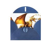 VVXBHGR Blue Holiday greeting check blank card and pearl beautiful blank note block Volcanic Golden Dragon prints