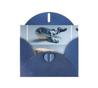 VVXBHGR Blue Holiday greeting check blank card and pearl beautiful blank note block Weaving Whales prints