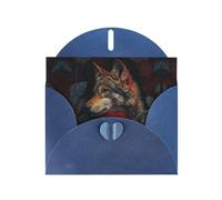 VVXBHGR Blue Holiday greeting check blank card and pearl beautiful blank note block Wolf among the red roses prints