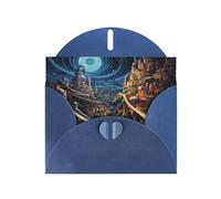 VVXBHGR Blue Holiday greeting check blank card and pearl beautiful blank note block Wonderful Road prints